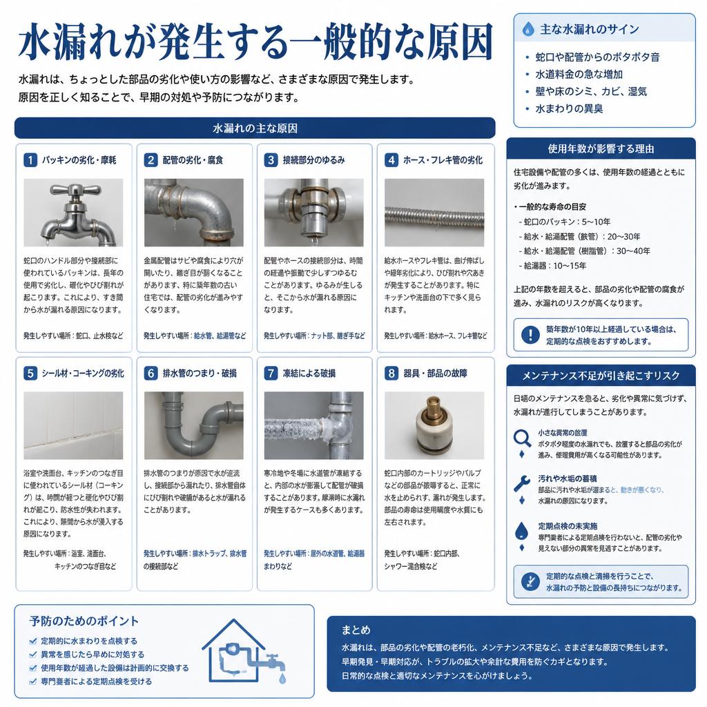 2. 水漏れの主な原因とは？